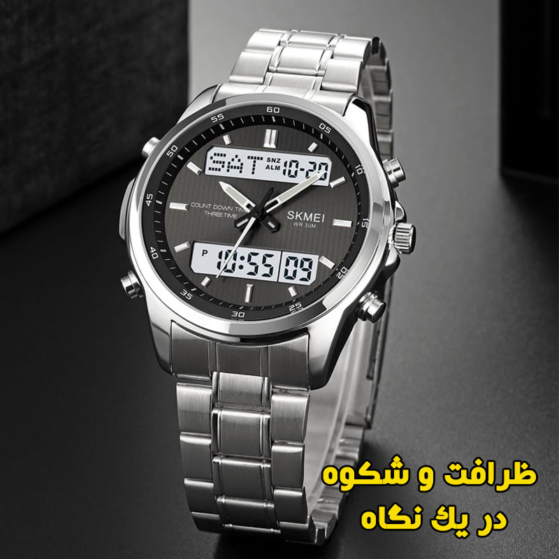 ساعت مچی عقربهای مردانه کوارتز اسکمی مدل 2049SIBK به همراه دستبند