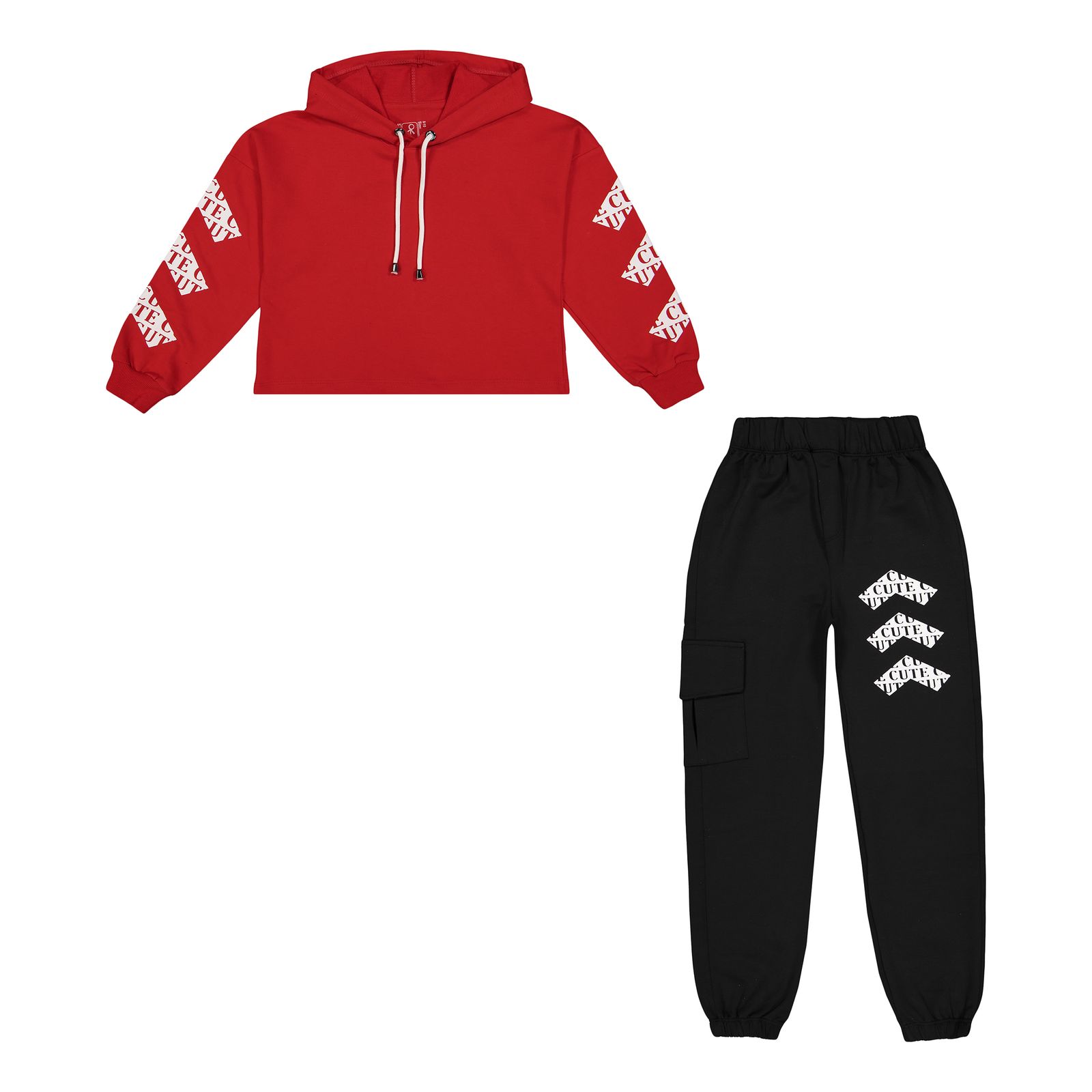 ست هودی و شلوار دخترانه سون پون مدل 1250 رنگ قرمز -  - 1