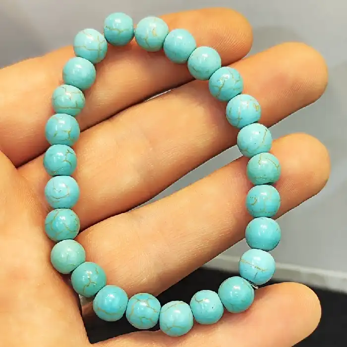 دستبند نقره جات بافندگان مدل سنگ فیروزه کد 740