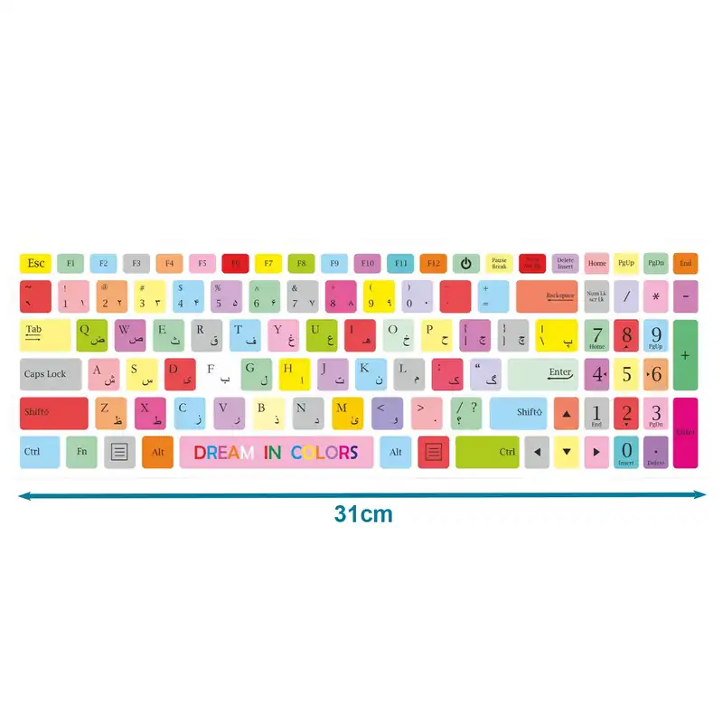 برچسب  حروف فارسی کیبورد طرح رنگی رنگی کد 07