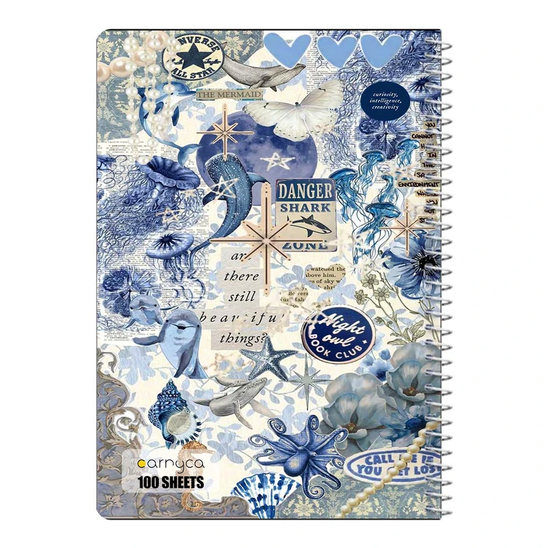 دفتر شطرنجی 100 برگ سیمی کارنیکا طرح وینتج اسکرپ بوک Vintage Scrapbook کد 37116