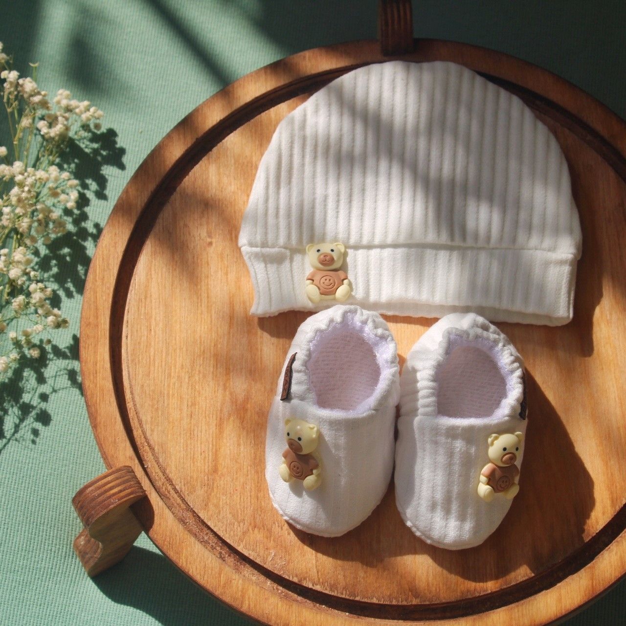 ست کلاه و پاپوش نوزادی ریماز مدل خرسی کد m914 رنگ سفید -  - 6