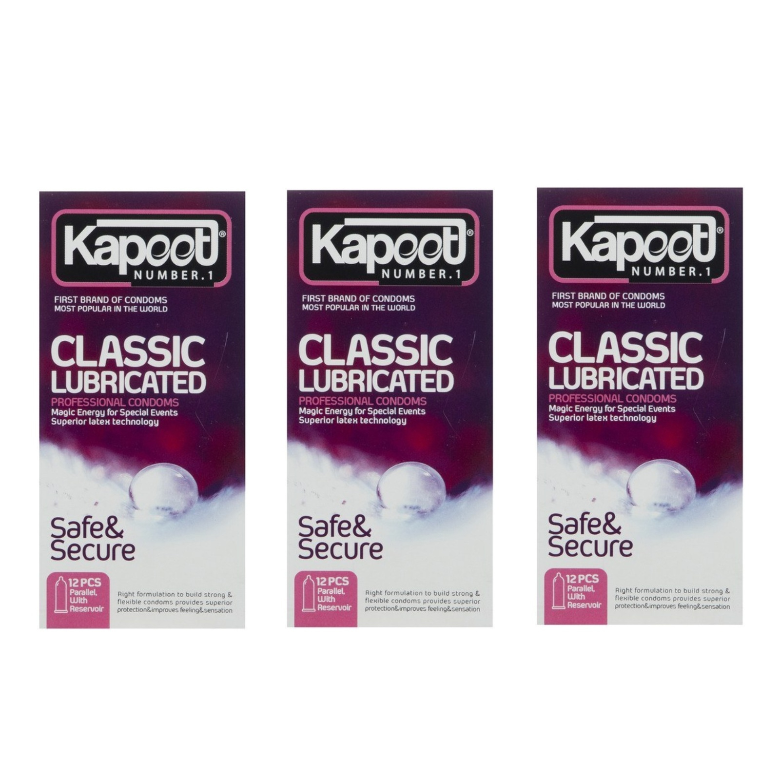 کاندوم کلاسیک کاپوت مدل LUBRICATED سه بسته 12 عددی