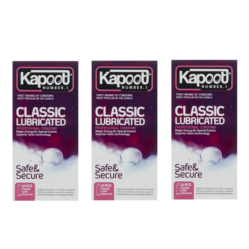 کاندوم کلاسیک کاپوت مدل LUBRICATED سه بسته 12 عددی