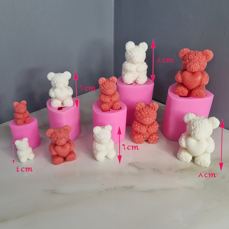 قالب شمع مدل ست کامل خرس تدی گل گلی مجموعه پنج عددی