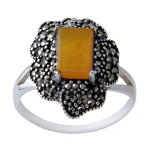 انگشتر نقره زنانه بازرگانی میلادی مدل عقیق شرف الشمس کد Aw_303