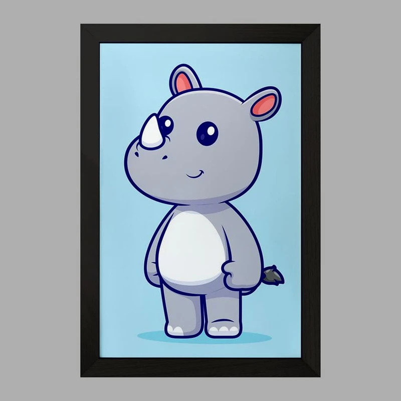 تابلو خندالو مدل حیوانات بامزه کرگدن کد 29705