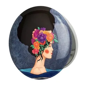 آینه جیبی خندالو طرح دخترونه مدل تاشو کد 6146 