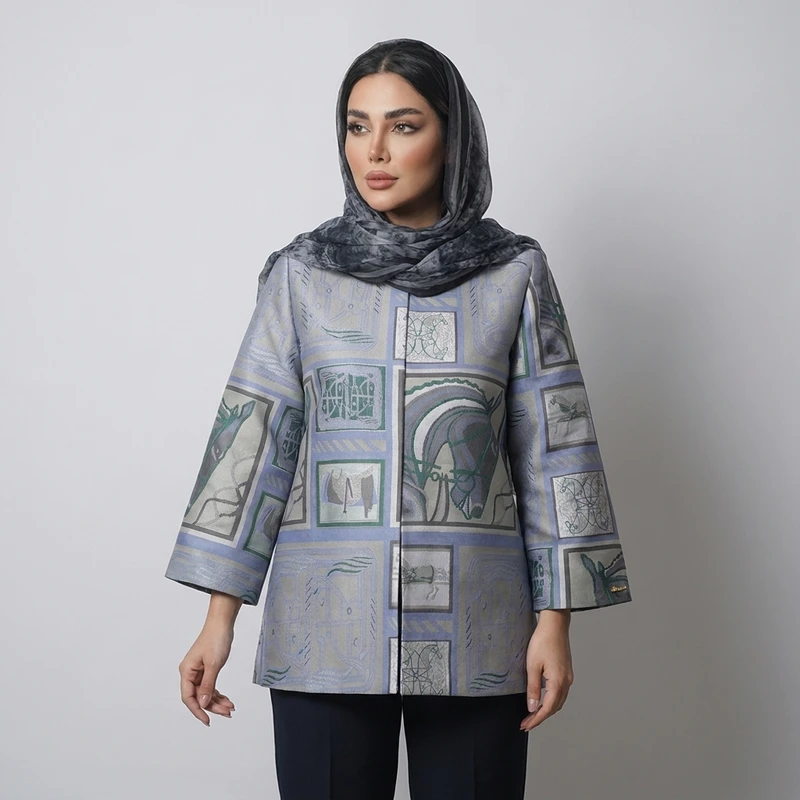 مانتو زنانه ژاکارد چومس طرح حیوانات مدل 3988