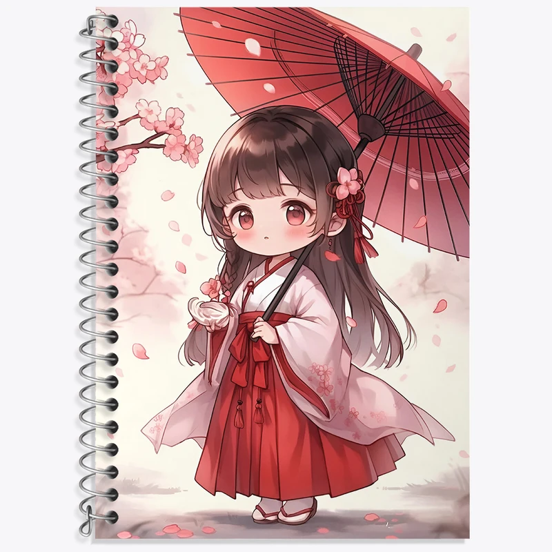 دفتر زبان 50 برگ خندالو مدل سه خط طرح دختر انیمه ای کد N5164