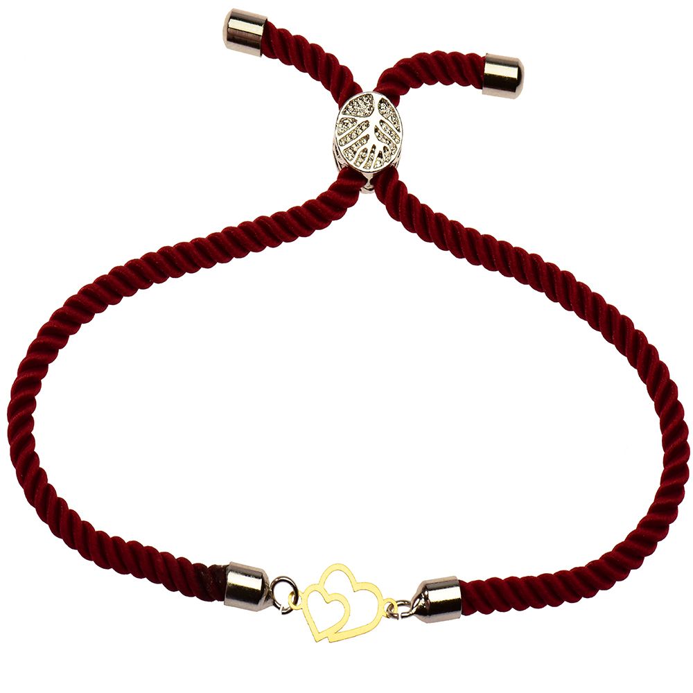 دستبند طلا 18 عیار زنانه کرابو طرح دو قلب مدل Kr1226 -  - 1