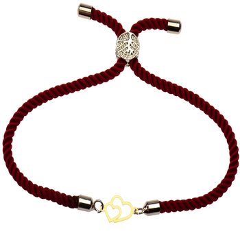 دستبند طلا 18 عیار زنانه کرابو طرح دو قلب مدل Kr1226