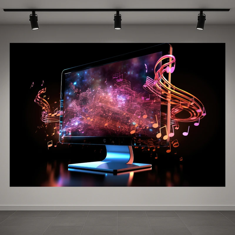 تابلو بوم طرح مخمل امواج موسیقی مدل موج های شناور کد AR3059399