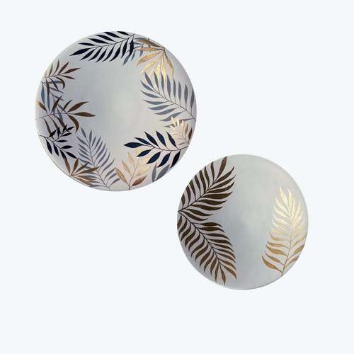 بشقاب دیوارکوب سفالی طرح برگ مجموعه 2عددی