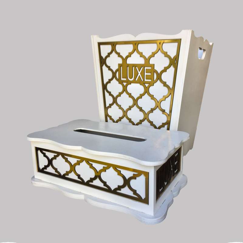 ست سطل و جای دستمال کاغذی مدل luxe