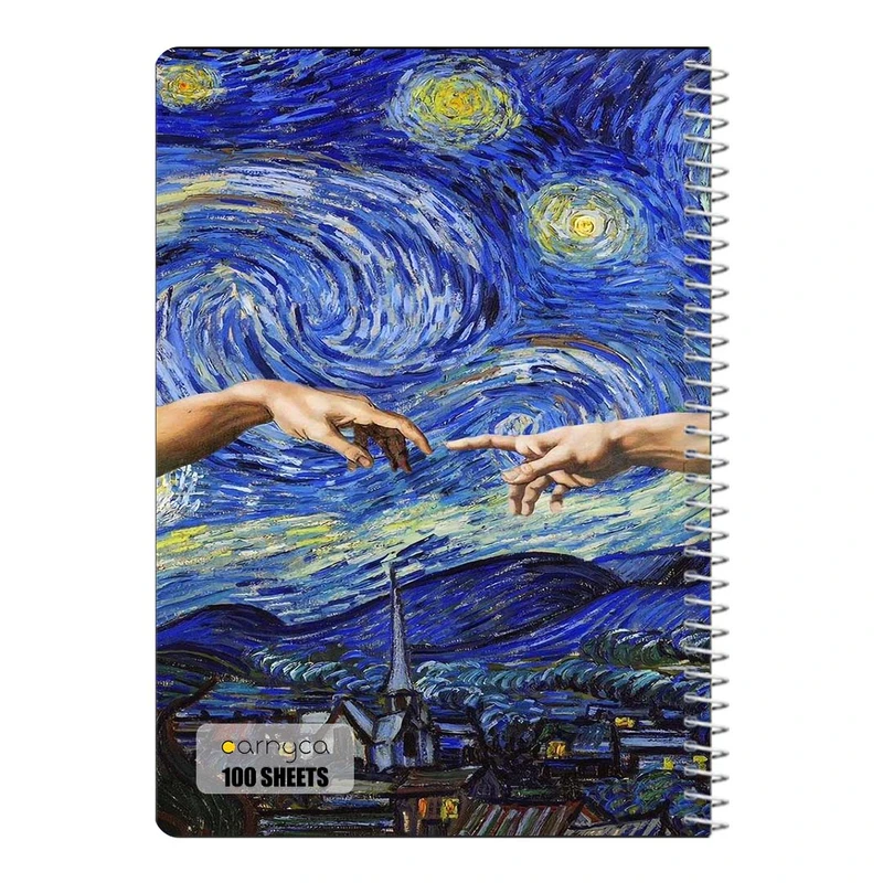 دفتر مشق 100 برگ سیمی کارنیکا طرح شب پرستاره فانتزی ون گوگ Fantasy Starry Night Van Gogh کد 55743