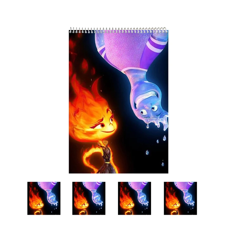 دفتر نقاشی 50 برگ مدل المنتال کد 2 به همراه برچسب مجموعه 5 عددی