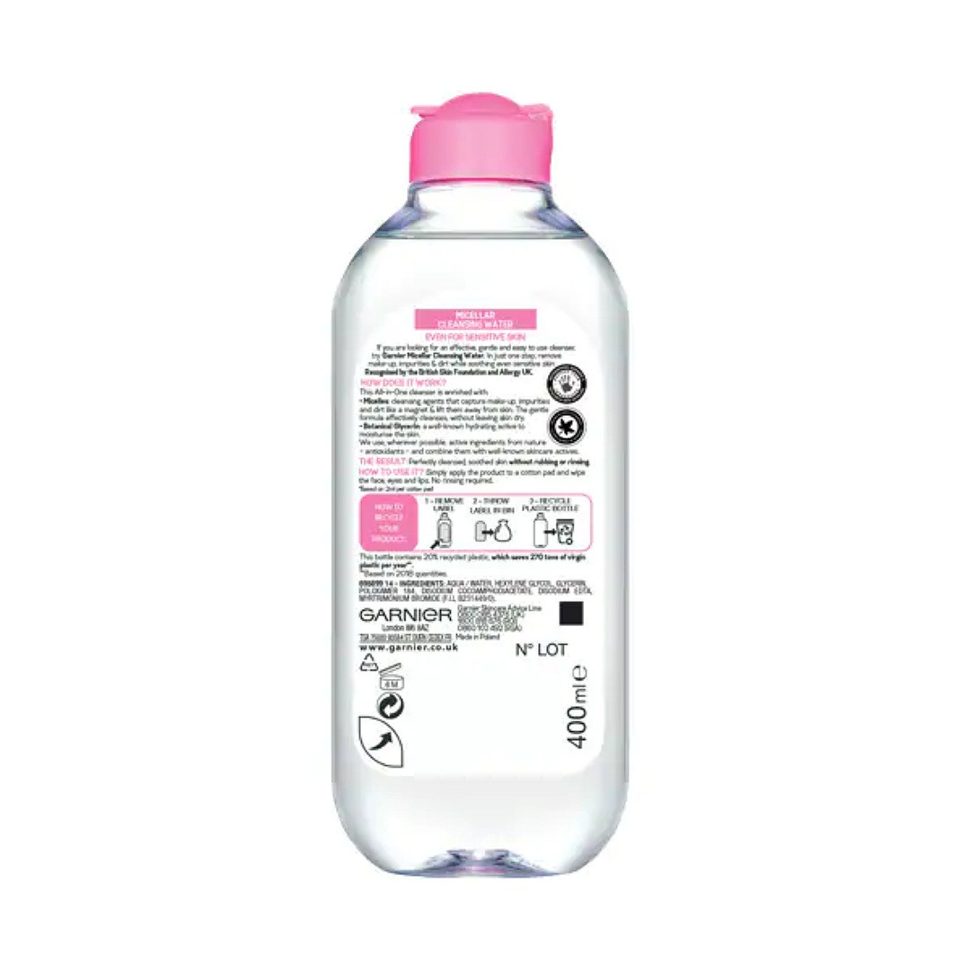 آب پاک کننده آرایش صورت گارنیه مدل Micellar حجم 400 میلی لیتر آب پاک کننده آرایش صورت گارنیه مدل Micellar حجم 400 میلی لیتر