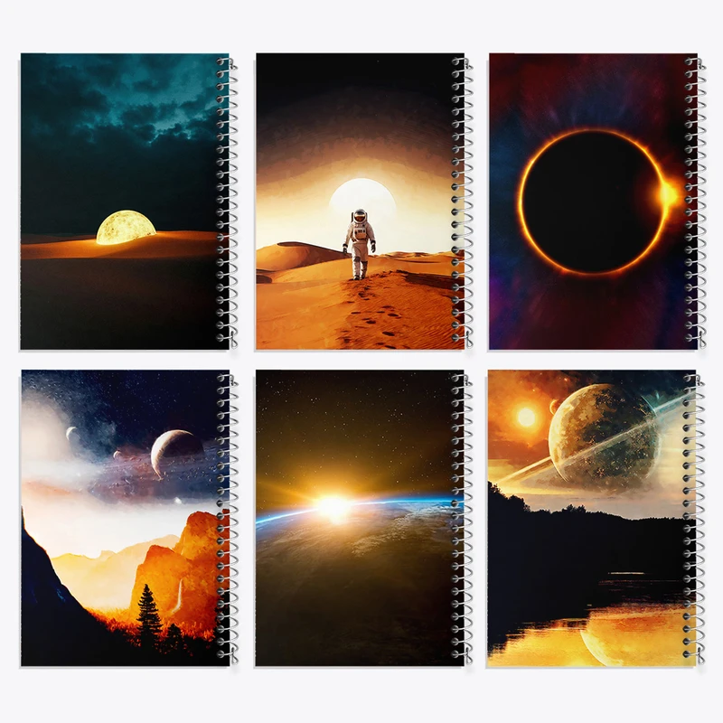 دفتر مشق 50 برگ خندالو طرح فضانورد و فضایی کد 859 مجموعه 6 عددی