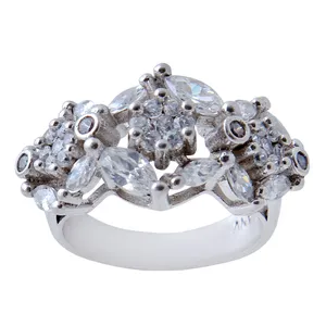 انگشتر نقره زنانه بازرگانی میلادی مدل قول نگین بدون ریزش ابکاری رادیوم کد AWR_521