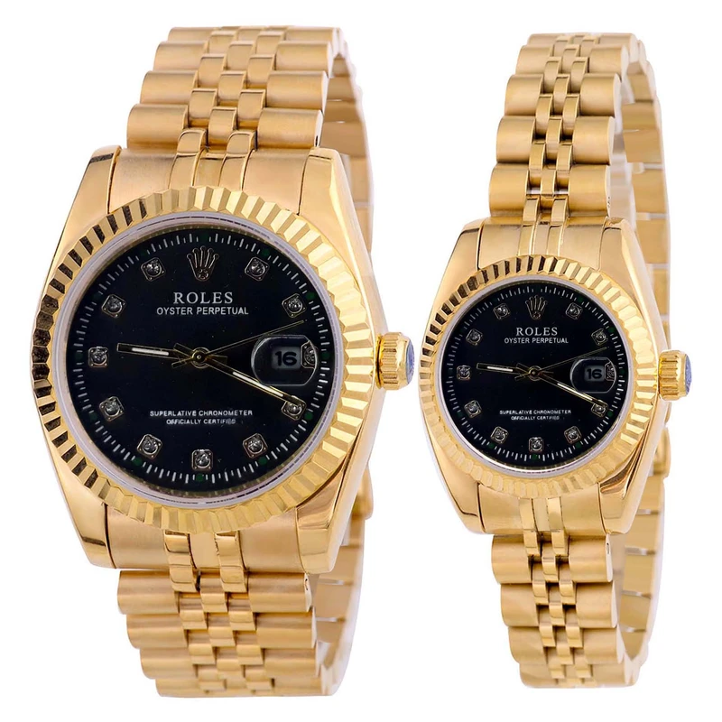 ست ساعت مچی عقربه ای زنانه و مردانه مدل تاج کد roltala1