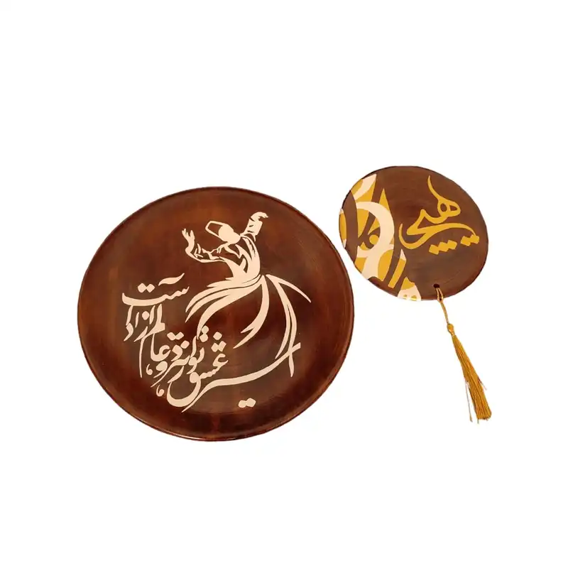 بشقاب دیوارکوب سفالی طرح رقص سماع کد 810 مجموعه 2 عددی