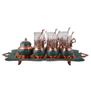 سرويس چای خوری 8 پارچه فیروزه کوبی آقاجانی مدل فاخر کد F018