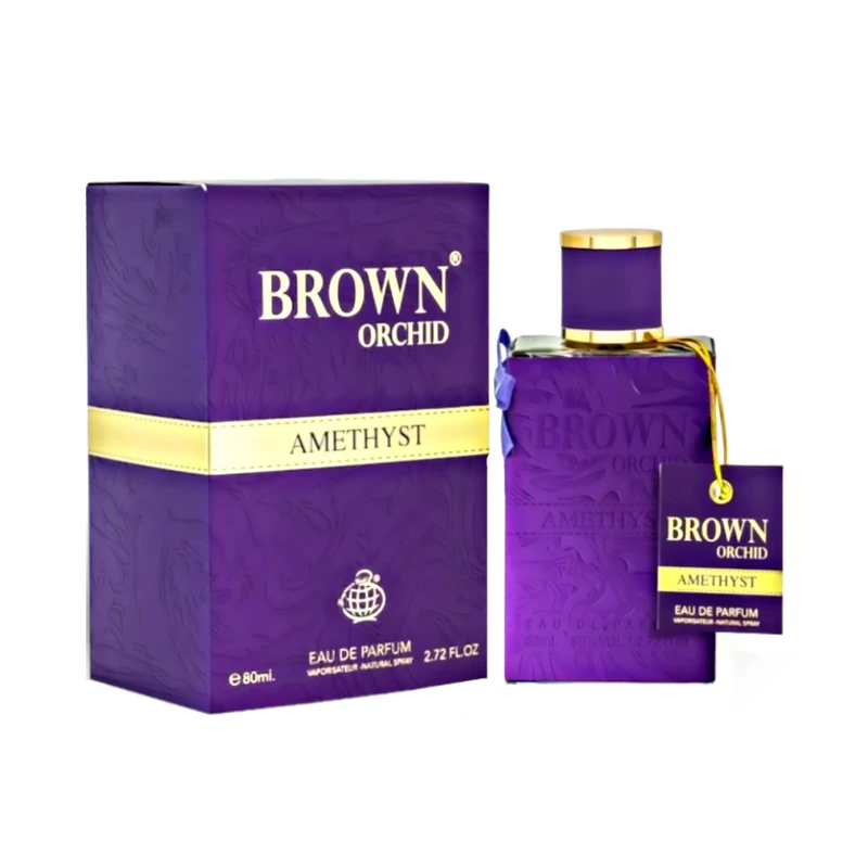 ادوپرفیوم زنانه فراگرنس ورد مدل Brown Orchid Amethyst با رایحه شیرین حجم 80 میلی‌لیتر
