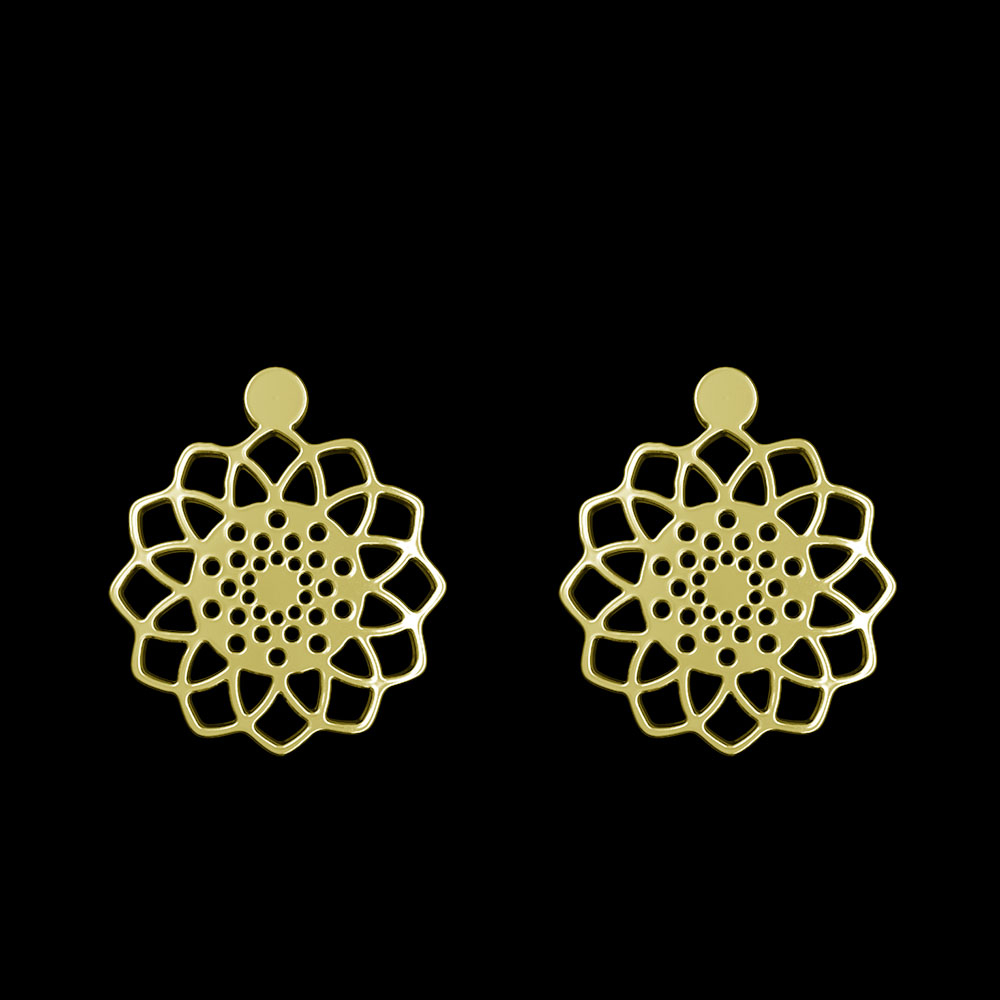 گوشواره طلا 18 عیار زنانه مدوپد مدل هندسی کد GA1-11452