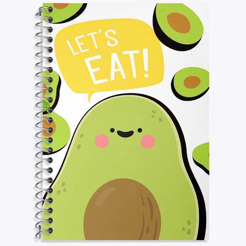 دفتر زبان 50 برگ خندالو مدل دو خط طرح آواکادو بامزه و کیوت کد N109