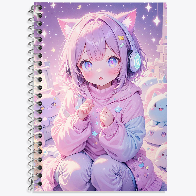 دفتر زبان 50 برگ خندالو مدل دو خط طرح دختر انیمه ای کد N1999