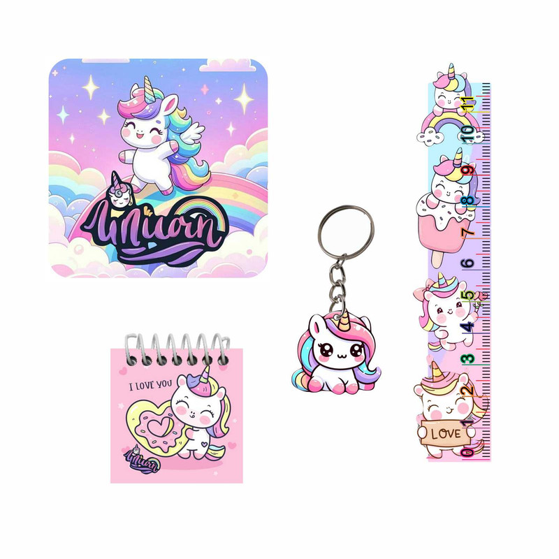 بسته لوازم تحریر مدل یونیکورن بسته 4 عددی