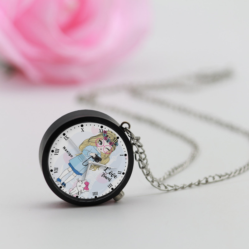 ساعت گردنبندی عقربه ای ناکسیگو مدل دخترانه فانتزی کد NF12780