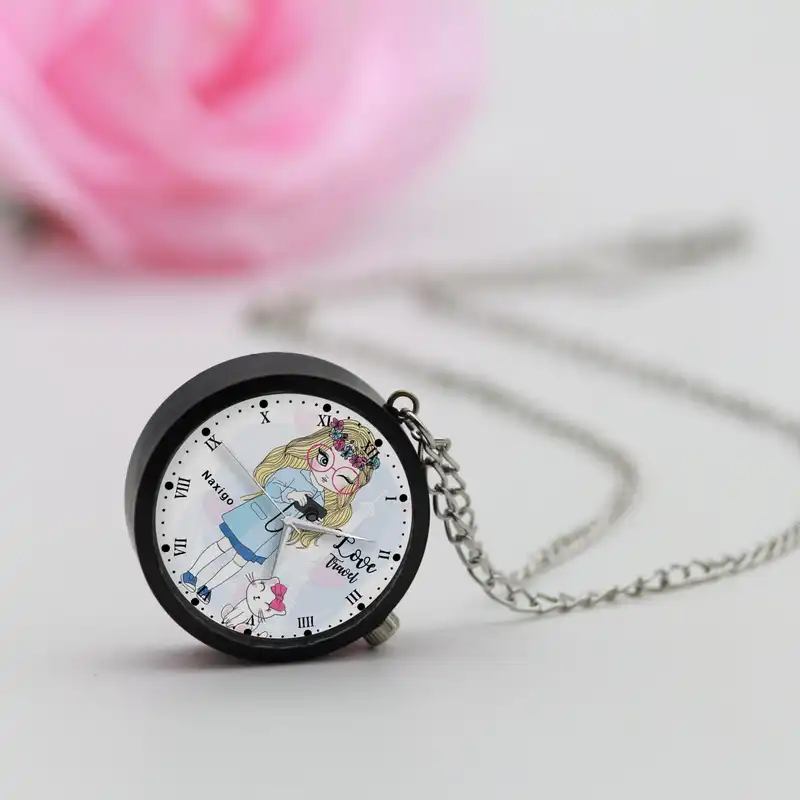 ساعت گردنبندی عقربه ای ناکسیگو مدل دخترانه فانتزی کد NF12780