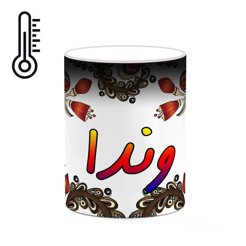ماگ حرارتی کاکتی مدل اسم وندا طرح سنتی گل و بته کد mgh48411