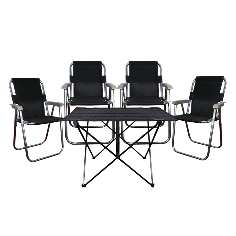 میز و صندلی تاشو چهار نفره مدل Rr7585 مجموعه 5 عددی