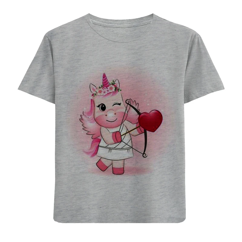 تی شرت بچگانه مدل تک شاخ و قلب F399