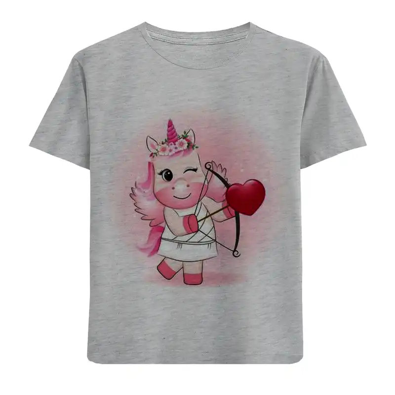 تی شرت بچگانه مدل تک شاخ و قلب F399