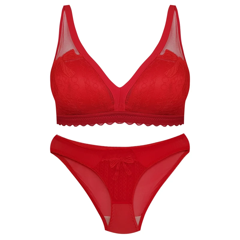 ست شورت و سوتین زنانه ماییلدا مدل پاپیون بدون فنر کاپ اسفنجی کد 5300-A881