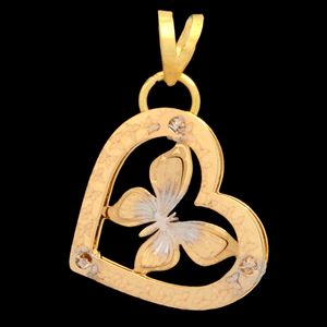 آویز گردنبند طلا 18 عیار زنانه طلای مستجابی طرح قلب و پروانه کد 632