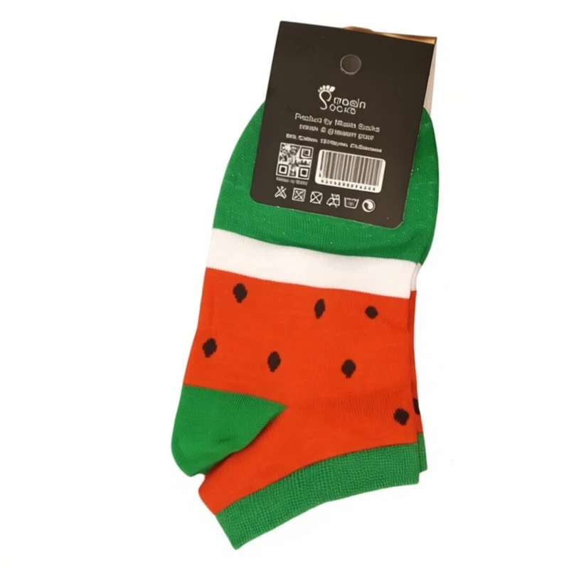 جوراب ساق کوتاه زنانه مدل یلدا طرح هندوانه کد 05