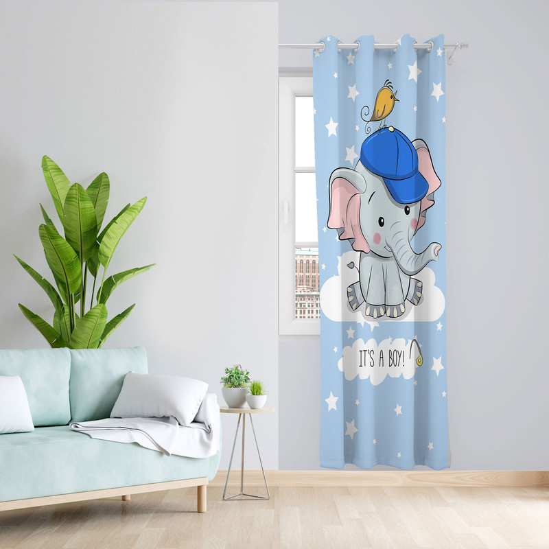  پرده مدل اتاق کودک مخمل پانچی طرح بچه فیل کد 4574 سایز 140x280 سانتی متر