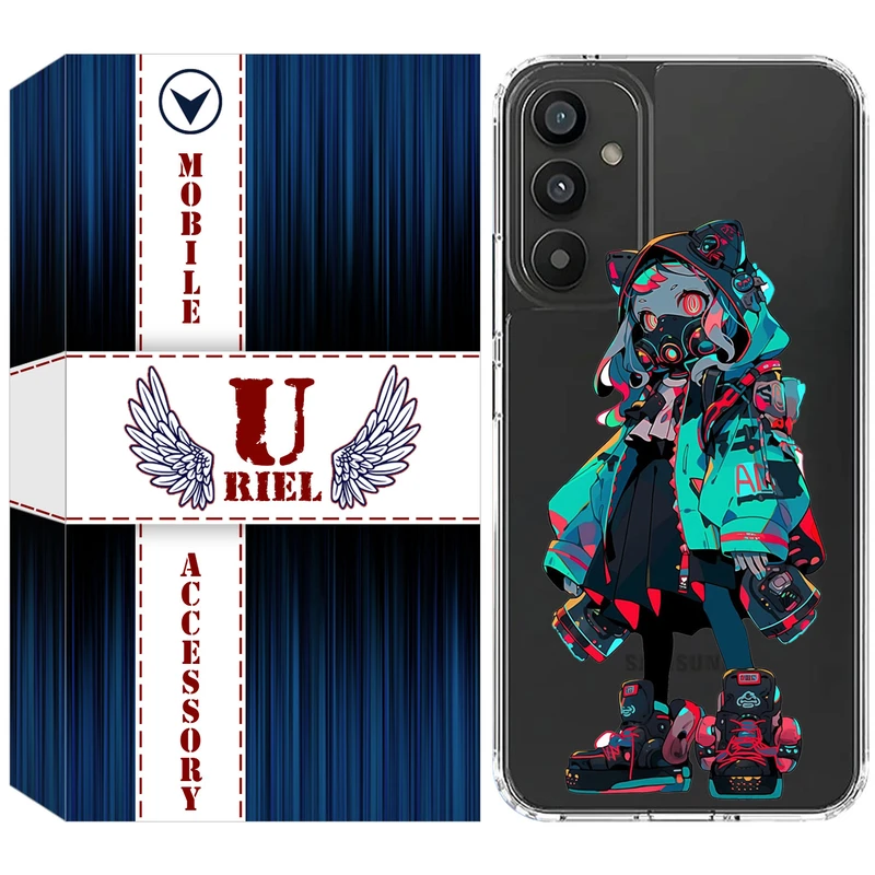 کاور یوریل مدل Clear کد 58 طرح دختر گربه ای مناسب برای گوشی موبایل سامسونگ Galaxy A05S / M14 4G