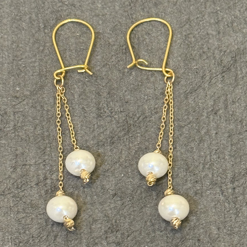 گوشواره طلا 18 عیار زنانه با طرح مروارید مدل DK628 - 6