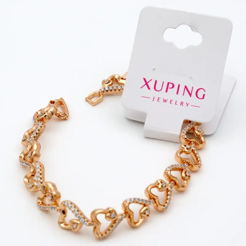 دستبند زنانه ژوپینگ مدل قلبی نگینی کد TBR-239