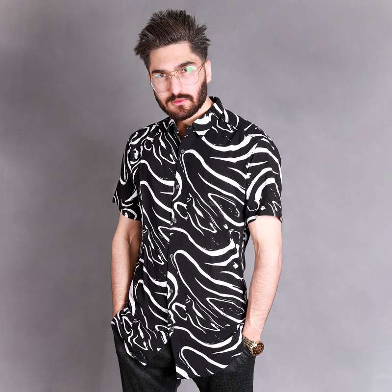 پیراهن آستین کوتاه مردانه مدل هاوایی ABR-M