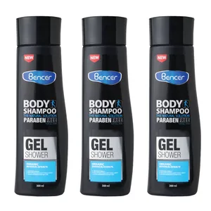 شامپو بدن بنسر مدل ذغالی با رایحه اکالیپتوس مناسب برای انواع پوست حجم 300 میلی لیتر بسته 3 عددی