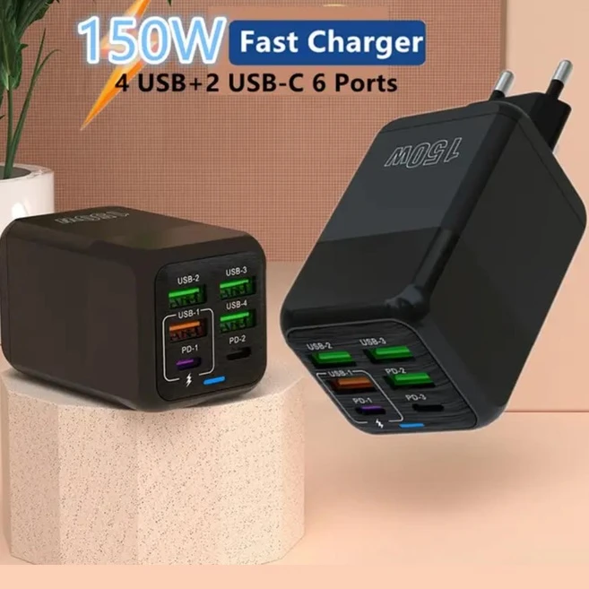 عکس شماره 4 : شارژر دیواری 150 وات مدل adc-pd006 به همراه 4 عدد کابل