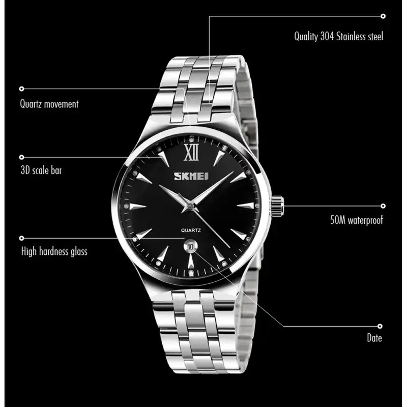 ست ساعت مچی عقربه ای زنانه و مردانه اسکمی مدل sh