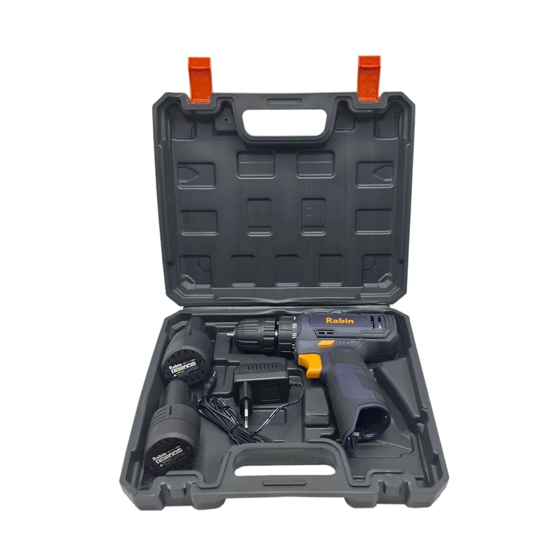 دریل پیچ گوشتی شارژی سه نظام 10 میلی متری 12 ولت دو باتری رابین مدل RR8612 مجموعه 5 عددی